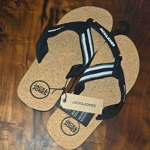 Jack & Jones🏖 Cork and Black Flip Flops